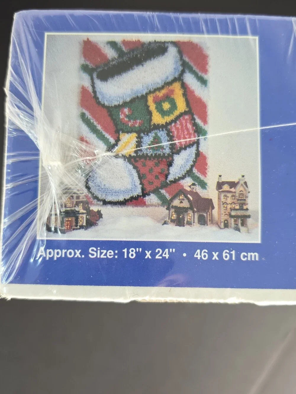 J&P Coats Vintage Patchwork Stocking Holiday Christmas Latch Hook Kit Nostalgic